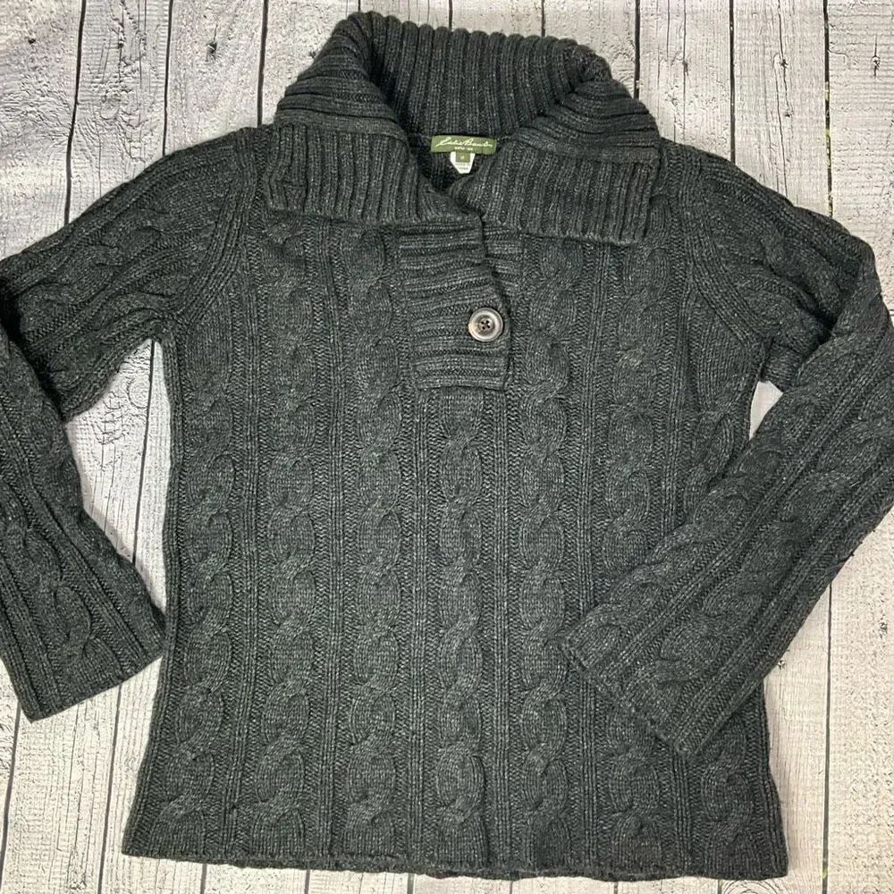 EDDIE BAUER Merino Wool Blend Cable Knit Sweater